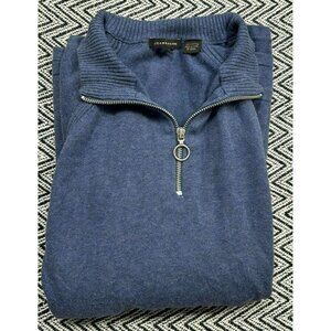 Jeanne Pierre Blue 1/4 Zip Pullover Sweater For Men's L 100% Cotton